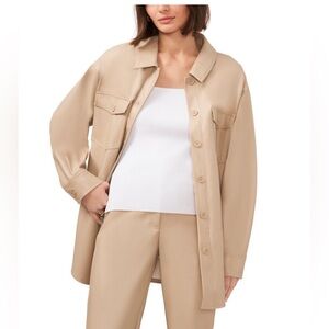 Halogen faux leather shirt jacket